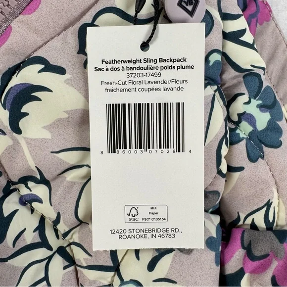 Vera Bradley Featherweight Sling Backpack Fresh Cut Floral Lavender NWT - Picture 5 of 6